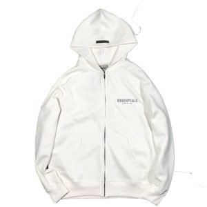 Essentials Fear of God Zip-up Oversized Hoodie White