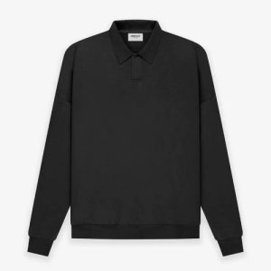 Fear of God Essentials Long Sleeve Polo Sweatshirt Black