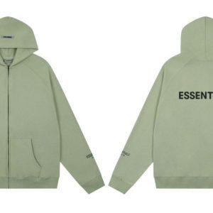 Essentials Fear of God Full Zip Up loose Hoodie Green