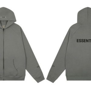 Essentials Fear of God Full Zip Up loose Hoodie Gray