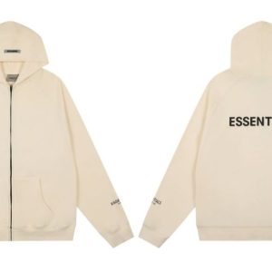 Essentials Fear of God Full Zip Up loose Hoodie Sand