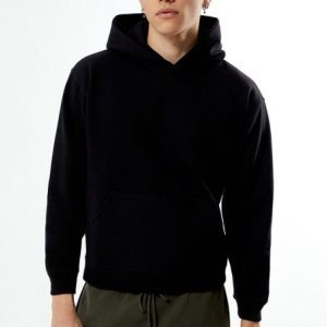 Black Solid Color Hoodie