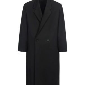 Double-Breasted Wool Overcoat - Black