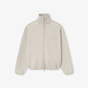 Essentials Modern Fleece Track Zipper Jacket With Piping