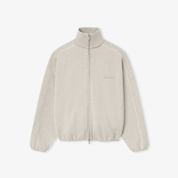 Essentials Modern Fleece Track Zipper Jacket With Piping