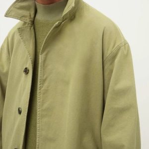 Olive Green Belted Military-Style Coat