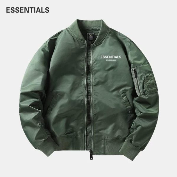 Essentials Bomber Baseball Jacket Black - Image 2